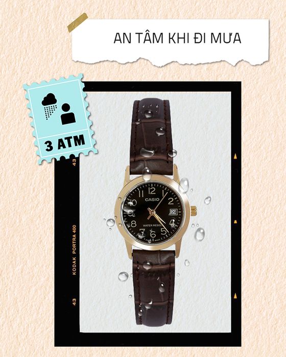 Đồng hồ nữ Casio LTP-V002GL-1BUDF có hệ số chống nước 30m