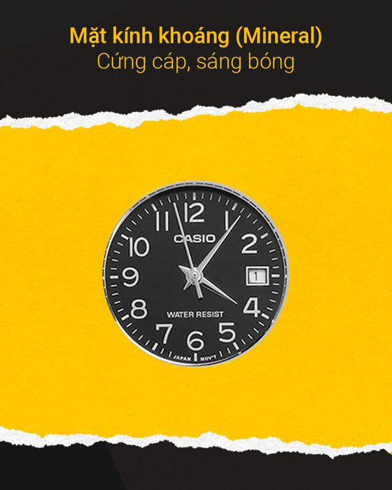 Đồng hồ Nữ Casio LTP-V002L-1BUDF có mặt kính khoáng trong suốt