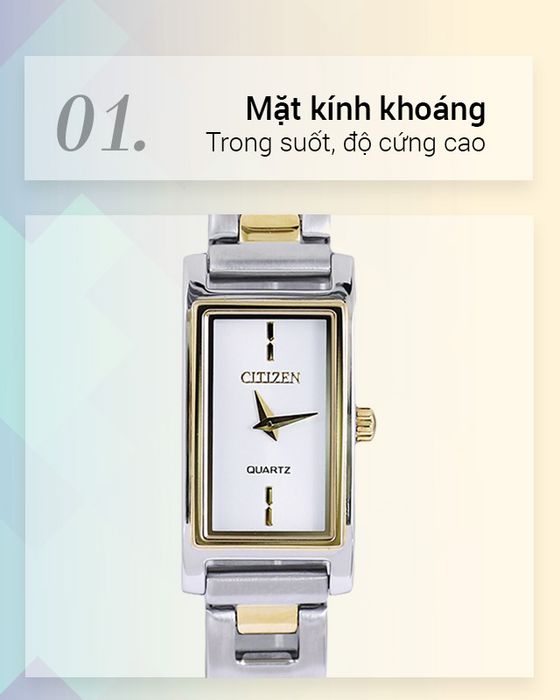 Đồng hồ nữ Citizen EZ6364-83A có mặt kính khoáng trong suốt