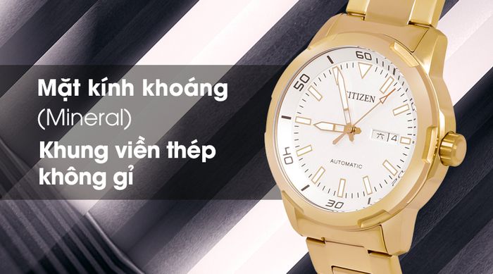 Đồng hồ nam Citizen NH8373-88A - Cơ tự động có mặt kính khoáng, khung viền bằng thép chống gỉ