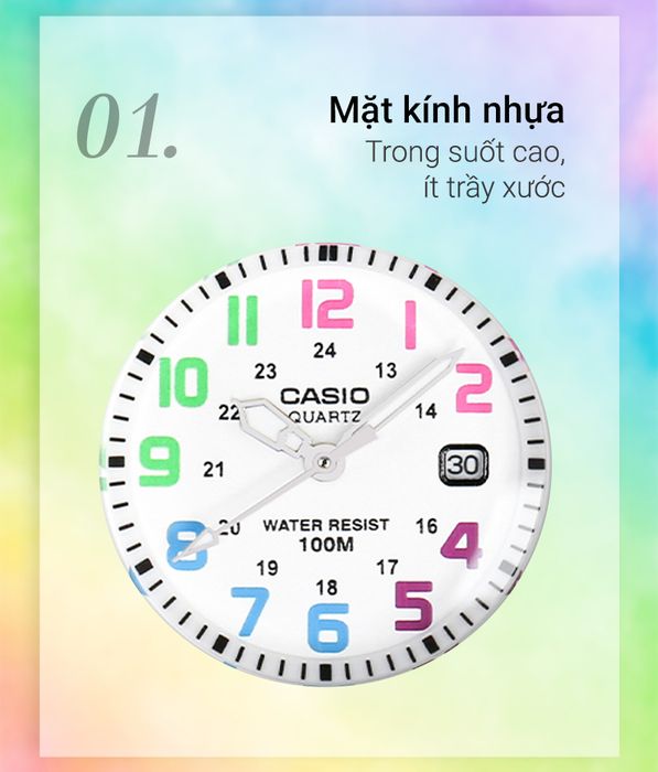 Đồng hồ nữ Casio LRW-200H-7BVDF có mặt kính trong suốt
