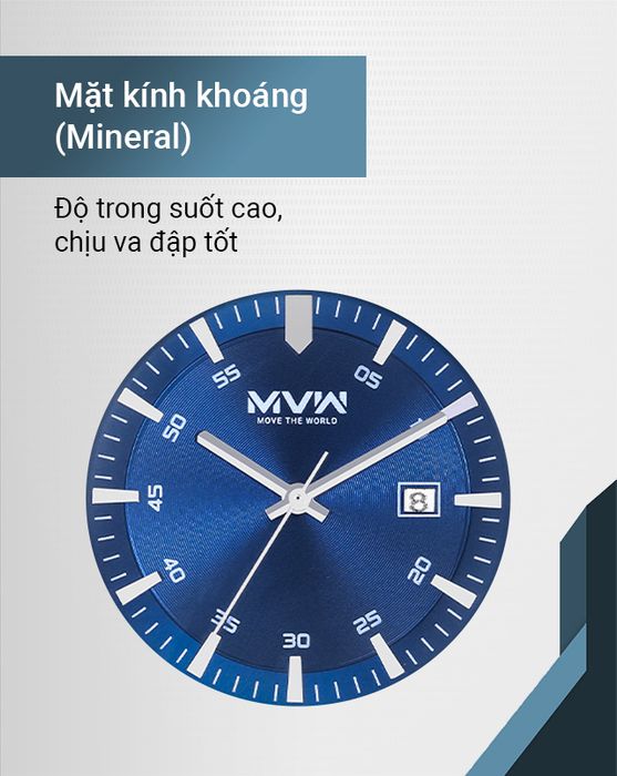 Đồng hồ Nam MVW MS052-01 có mặt kính khoáng chống trầy xước