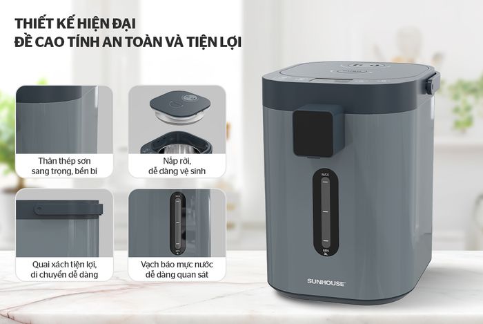 Bình thủy điện Sunhouse SHD1440 3.2 lít - Thiết kế