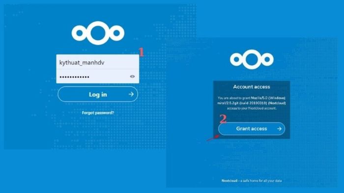 Kết nối vào tài khoản Cloud Server File - bước thứ ba