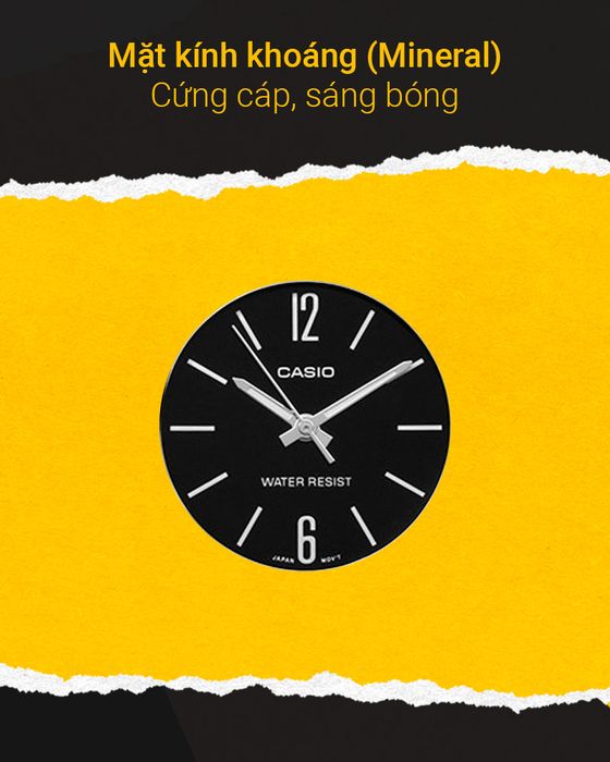 Đồng hồ Nữ Casio LTP-V005L-1BUDF có mặt kính khoáng trong suốt