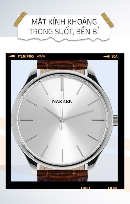 Đồng hồ nam Nakzen SL4118GBN-7 có mặt kính khoáng trong suốt