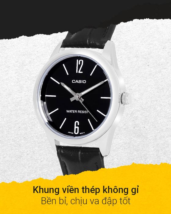 Đồng hồ Nữ Casio LTP-V005L-1BUDF có khung viền thép không gỉ