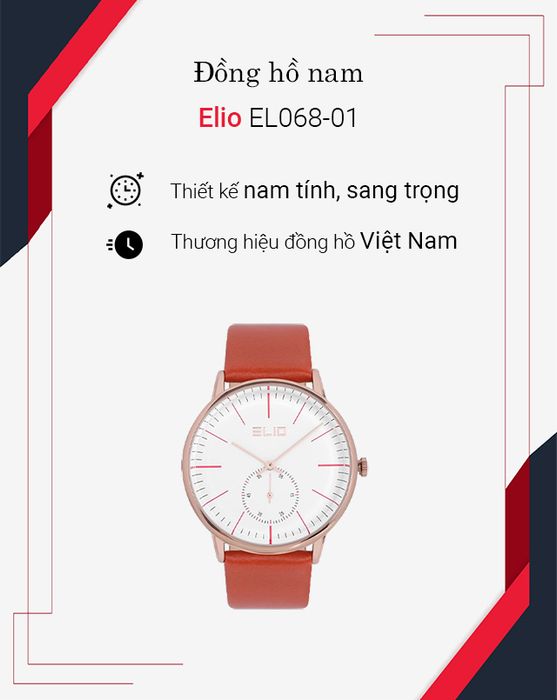 Đồng hồ nam Elio EL068-01 có thiết kế tinh tế
