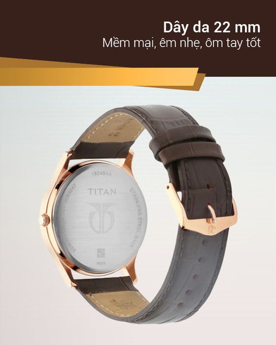 Đồng hồ nam Titan 1824WL01 sở hữu dây đeo êm nhẹ, ôm tay tốt