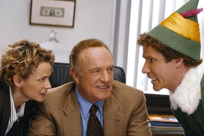 Amy Sedaris, James Caan, and Will Ferrell appear together in 'Elf.'