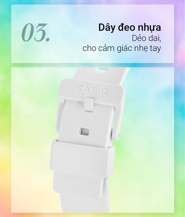 Đồng hồ nữ Casio LRW-200H-7BVDF có dây đeo nhựa chống thấm nước tốt