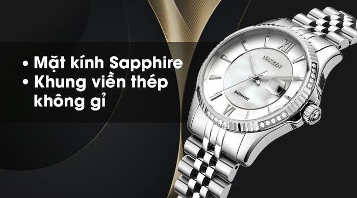 Đồng hồ nam Nakzen SS4029GC-7N5 sở hữu mặt kính Sapphire, khung viền bằng thép chống gỉ
