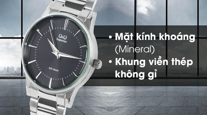 Đồng hồ nam Q&Q S398J202Y có lớp vỏ ngoài bền chắc