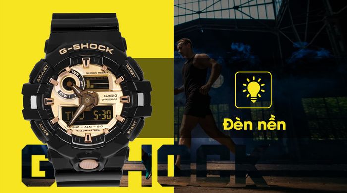 Đồng hồ Nam G-shock GA-710GB-1ADR được trang bị đèn led sáng mạnh