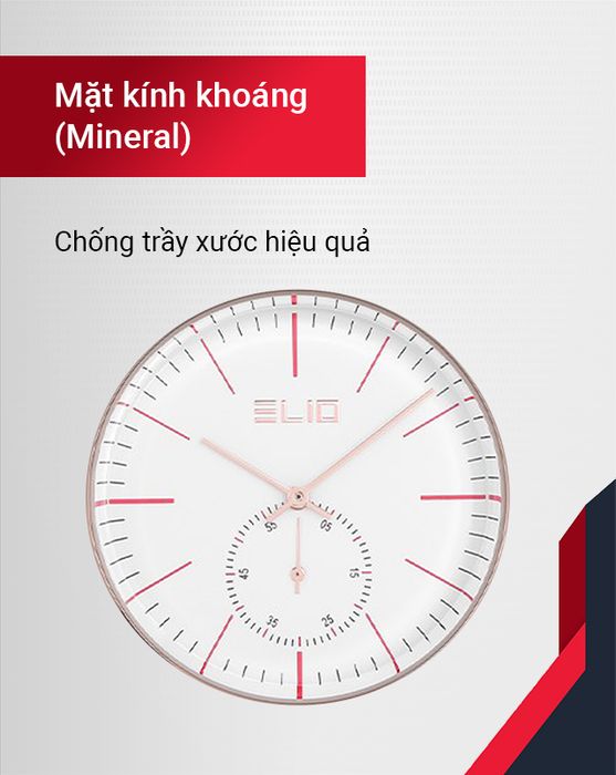 Đồng hồ nam Elio EL068-01 có mặt kính khoáng chịu lực tốt