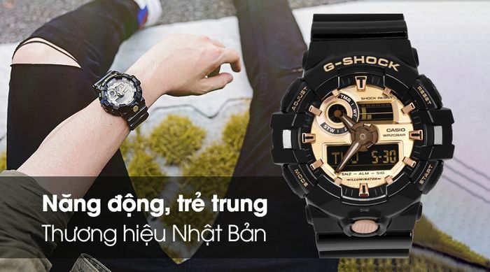 Đồng hồ Nam G-shock GA-710GB-1ADR sở hữu thiết kế cá tính