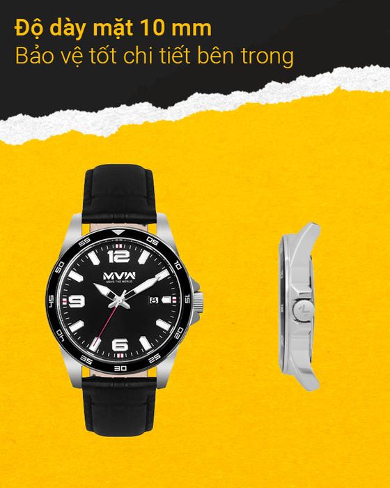 Đồng hồ Nam MWW MP007-01 có độ dày mặt 10 mm