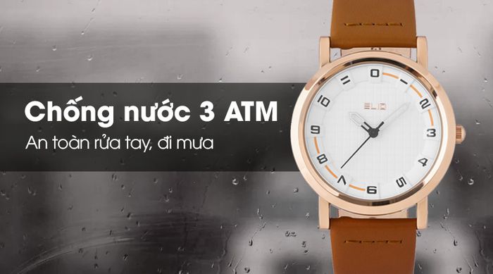 Đồng hồ unisex Elio EL045-01 có hệ số chống nước 3 ATM