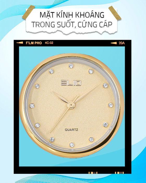 Đồng hồ Nữ Elio ES059-02 có mặt kính khoáng bền bỉ