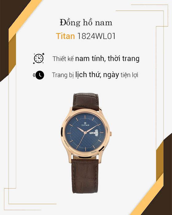 Đồng hồ nam Titan 1824WL01 với thiết kế nam tính, trẻ trung