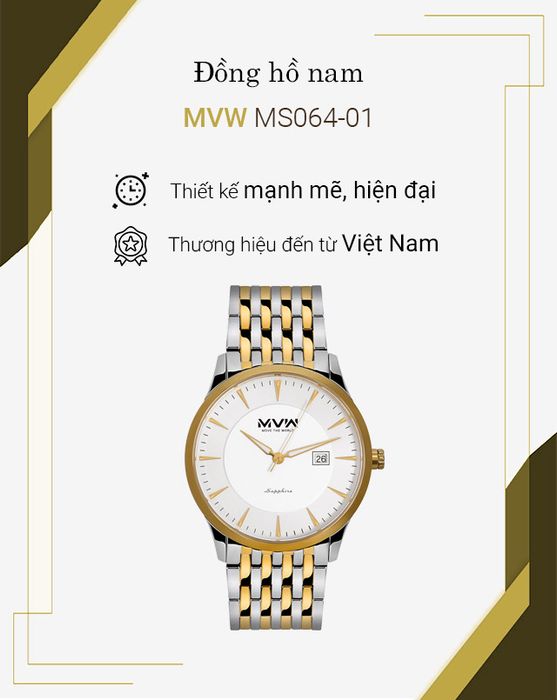 Đồng hồ nam MVW MS064-01 có thiết kế trẻ trung