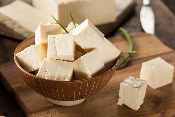 A bowl filled with tofu