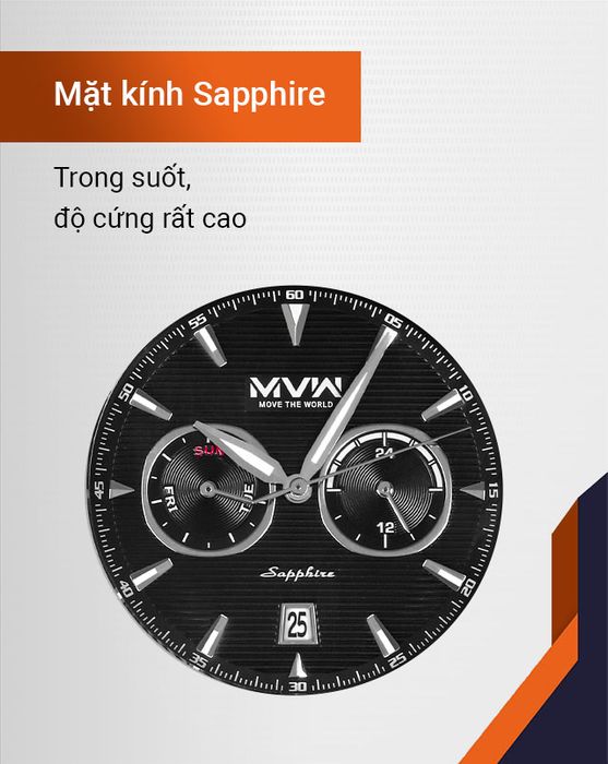 Đồng hồ nam MVW MS061-01 có mặt kính Sapphire cao cấp