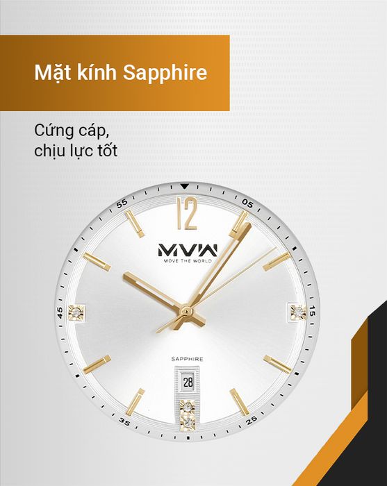 Đồng hồ Nam MVW MS074-01 có mặt kính Sapphire cứng cáp