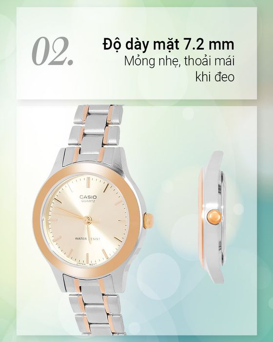 Đồng hồ Nữ Casio LTP-1128G-9ARDF chỉ dày 7.2 mm