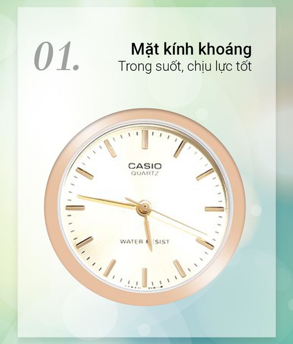 Đồng hồ Nữ Casio LTP-1128G-9ARDF có mặt kính trong suốt