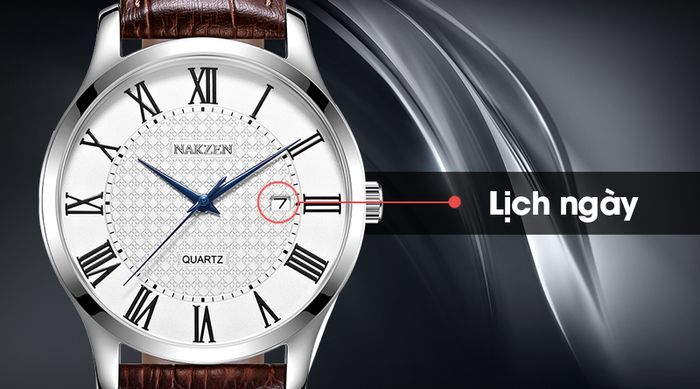 Đồng hồ nam Nakzen SL4043GBN-7 được trang bị lịch ngày tiện lợi