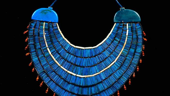Jewelry, like this ancient Egyptian beaded necklace, was created long before the wheel.