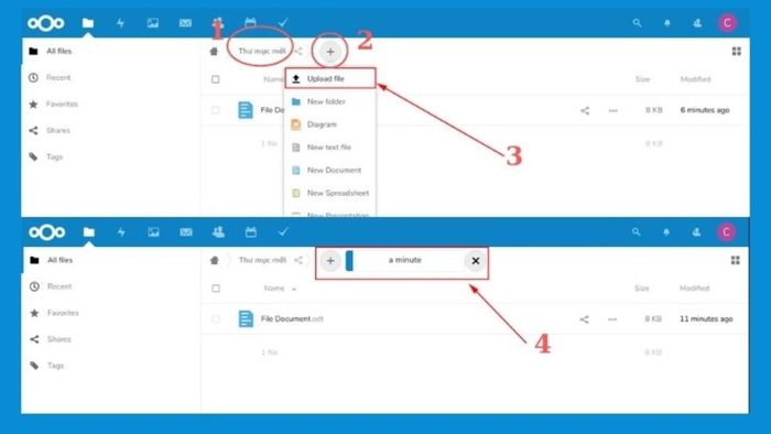Upload file trên Nextcloud