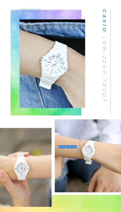 Đồng hồ nữ Casio LRW-200H-7BVDF - đeo trên tay