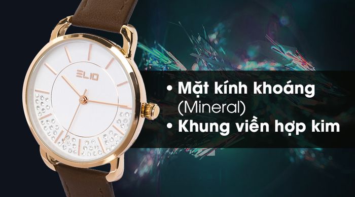 Đồng hồ Nữ Elio EL005-01 có mặt kính khoáng và khung viền kim loại