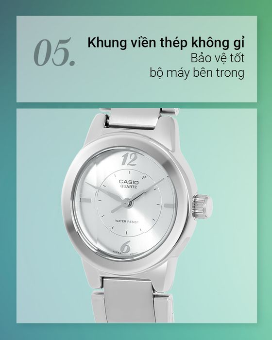 Đồng hồ Nữ Casio LTP-1230D-7CDF có khung viền thép không gỉ