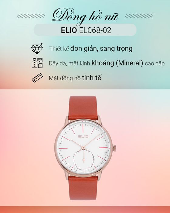 Đồng hồ nữ Elio EL068-02 với thiết kế tinh tế