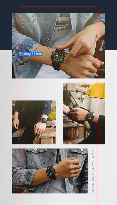 Đồng hồ nam Casio AEQ-110W-1BVDF - đeo trên tay