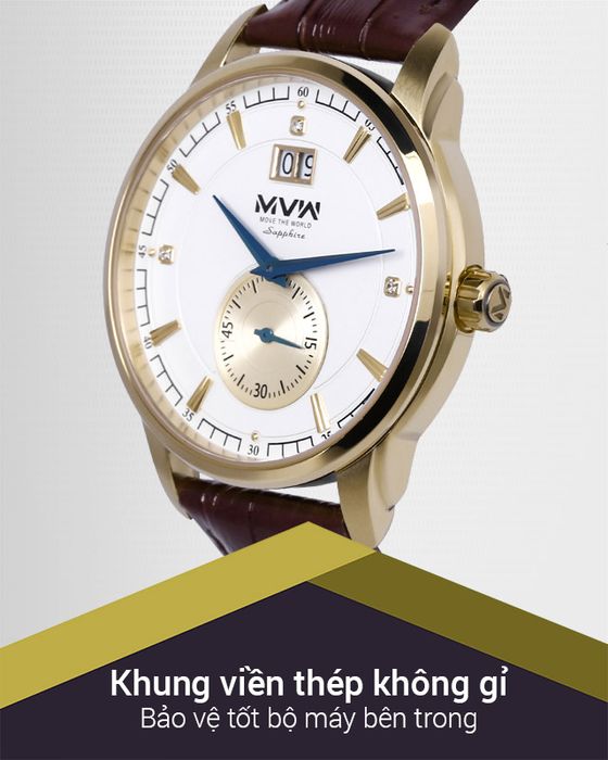 Đồng hồ nam MVW ML048-01 có khung viền bền bỉ và chắc chắn