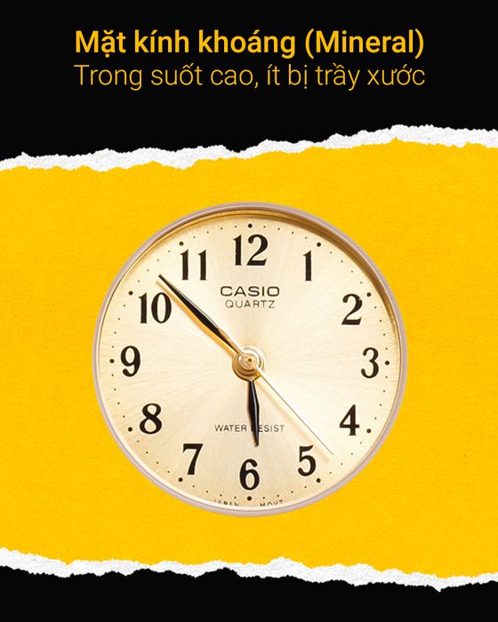 Đồng hồ nữ Casio LTP-1094Q-9BRDF có mặt kính khoáng trong suốt