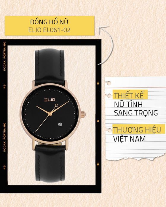 Đồng hồ Nữ Elio EL061-02 với thiết kế nữ tính, sang trọng