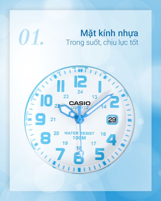 Đồng hồ Nữ Casio LRW-200H-2BVDF có mặt kính trong suốt