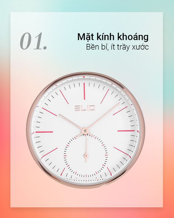 Đồng hồ nữ Elio EL068-02 có mặt kính khoáng cứng cáp