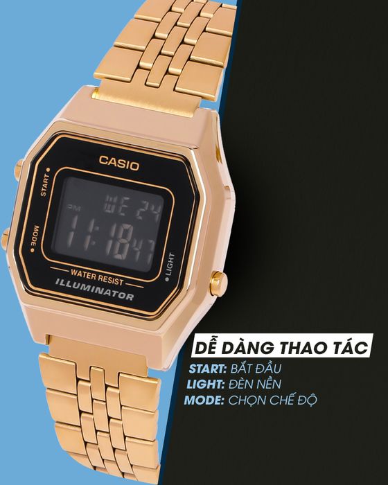 Đồng hồ Unisex Casio LA680WGA-1BDF dễ dàng thao tác