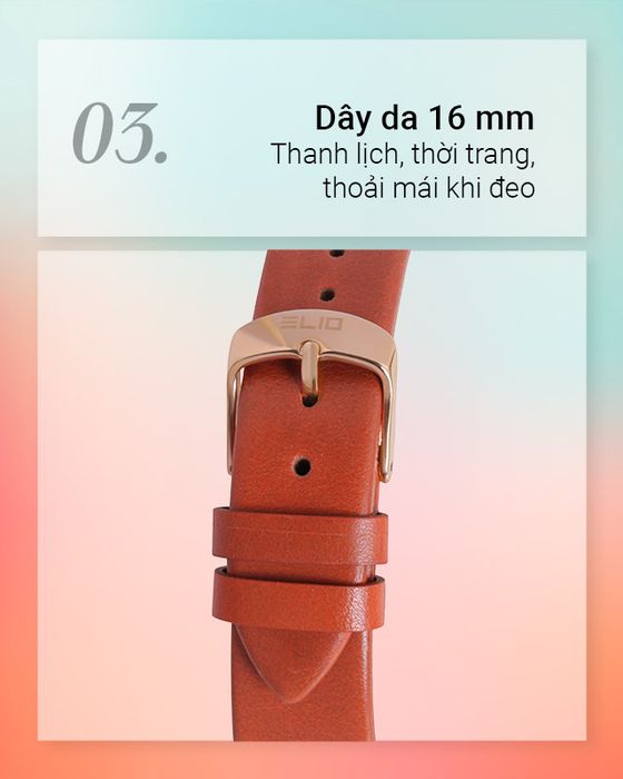 Đồng hồ nữ Elio EL068-02 có dây đeo da mềm mại