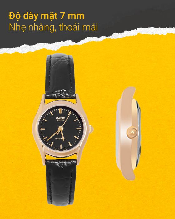 Đồng hồ Nữ Casio LTP-1094Q-1ARDF có độ dày 7 mm