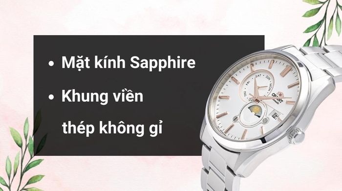 Chất liệu mặt kính và khung viền của mẫu đồng hồ