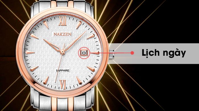 Đồng hồ nam Nakzen SS4010GTR-1NO trang bị lịch ngày tiện lợi