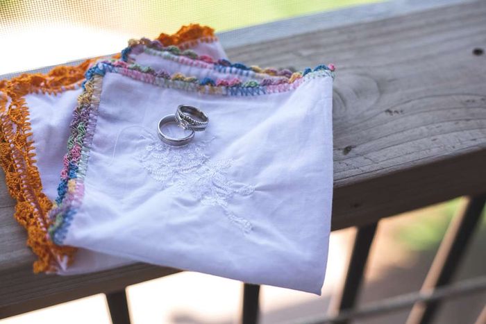 Image showcasing elegant handkerchiefs and wedding rings