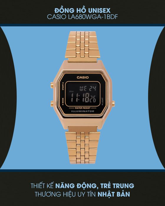 Đồng hồ Unisex Casio LA680WGA-1BDF đến từ thương hiệu Nhật Bản